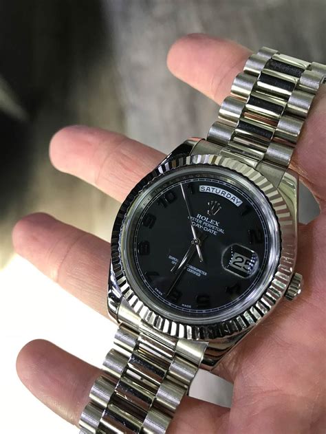 rolex day date ii white gold black dial|18k white gold rolex.